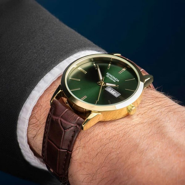 Sekonda Jackson Gold & Brown Leather Watch 30151