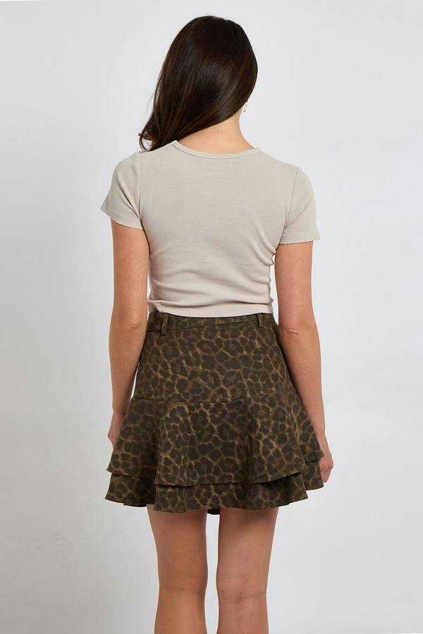 Urban Bliss Leopard Tiered Mini Skirt with Belt