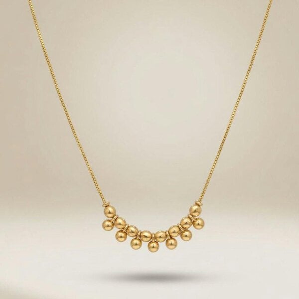 The Colourful Aura Gold Plated Cluster Ball Bead Statement Necklace 18 Inch