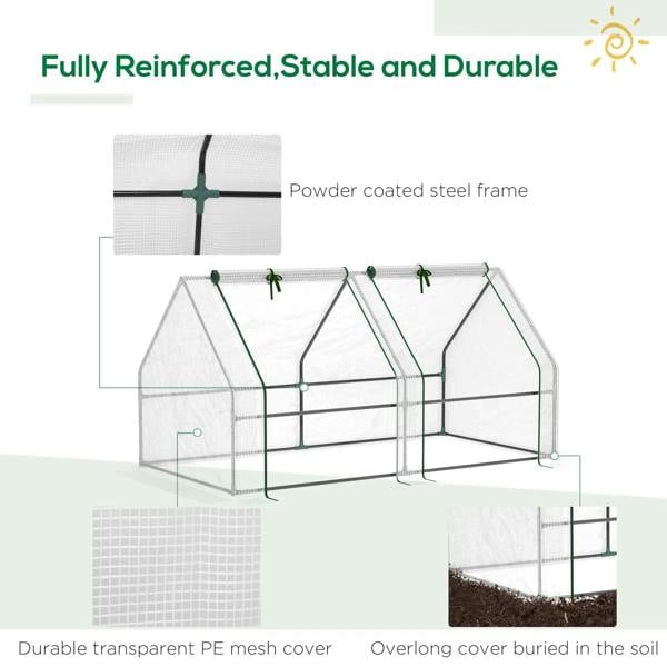 Mini greenhouse with powder-coated steel frame and durable transparent PE mesh cover