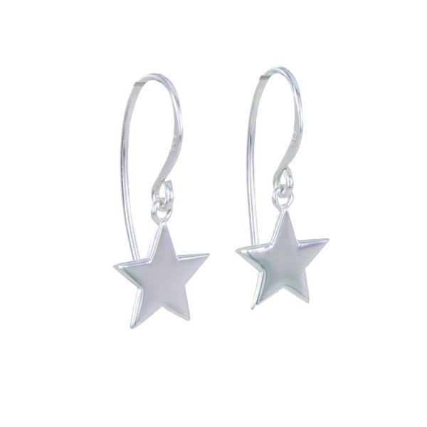 Sterling Silver Shinning Star Drop Earrings - Reeves & Reeves