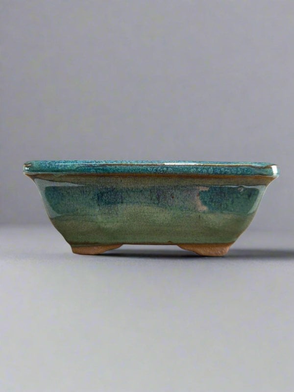 Yorkshire Bonsai 13cm Glazed Bonsai Pot | Rectangle | 13cm x 10cm x 5cm | Light Blue