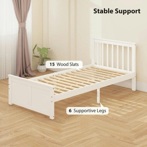 Wyld Haus Sutton White Wooden Single Bed Frame 2 Integrated Storage Drawers