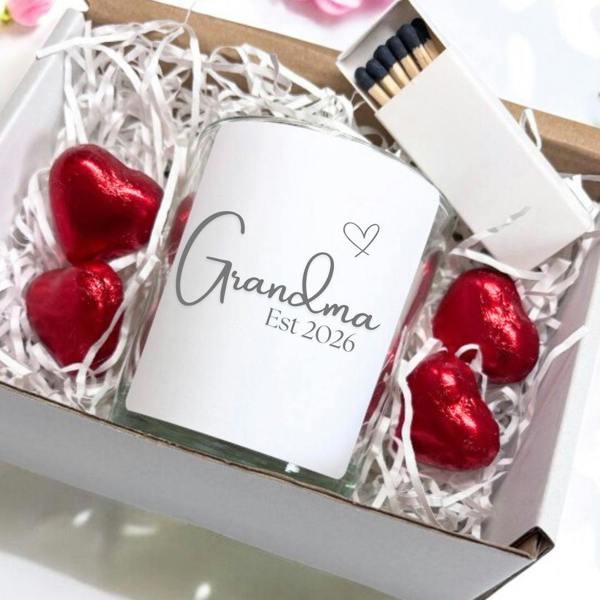 Personalised Grandma Est. 2026 Candle Gift Set | Keepsake Mum