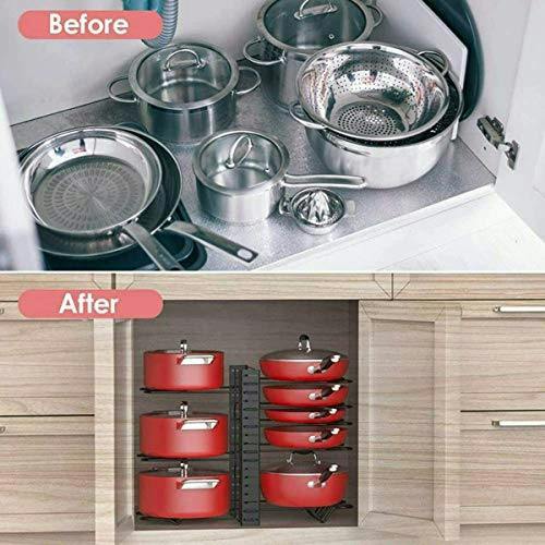 HYGRAD BUILT TO SURVIVE HYGRAD® 8 Tier Adjustable Cabinet Organiser Pots & Pans Dishes Organiser Stand For Neat & Tidy Cupboard Organising