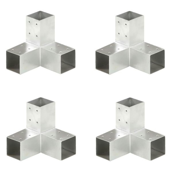 Berkfield Post Connectors 4 pcs Y Shape Galvanised Metal 71x71 mm