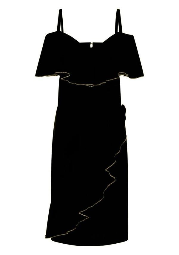 HotSquash Metallic Trimmed Bardot Dress