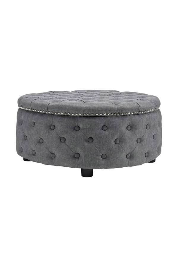 Living and Home 75cm W Tufted Round Cocktail Footstool