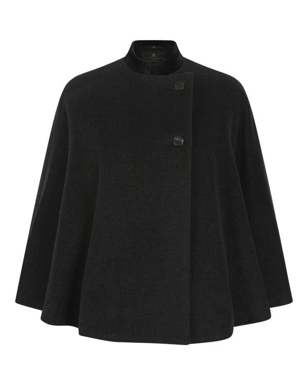Myles Anthony Wool & Silk Charcoal Cape