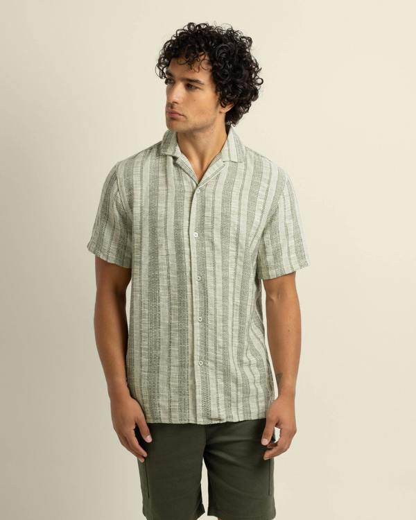 Larsson & Co Aric - Jacquard Stripe Short Sleeve Shirt