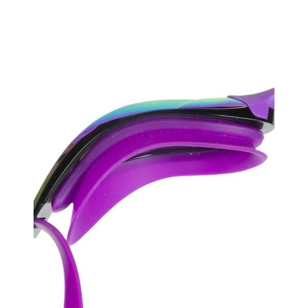 Purple Aquafeel Ultra Cut mirrored goggles with black frame and clear lenses