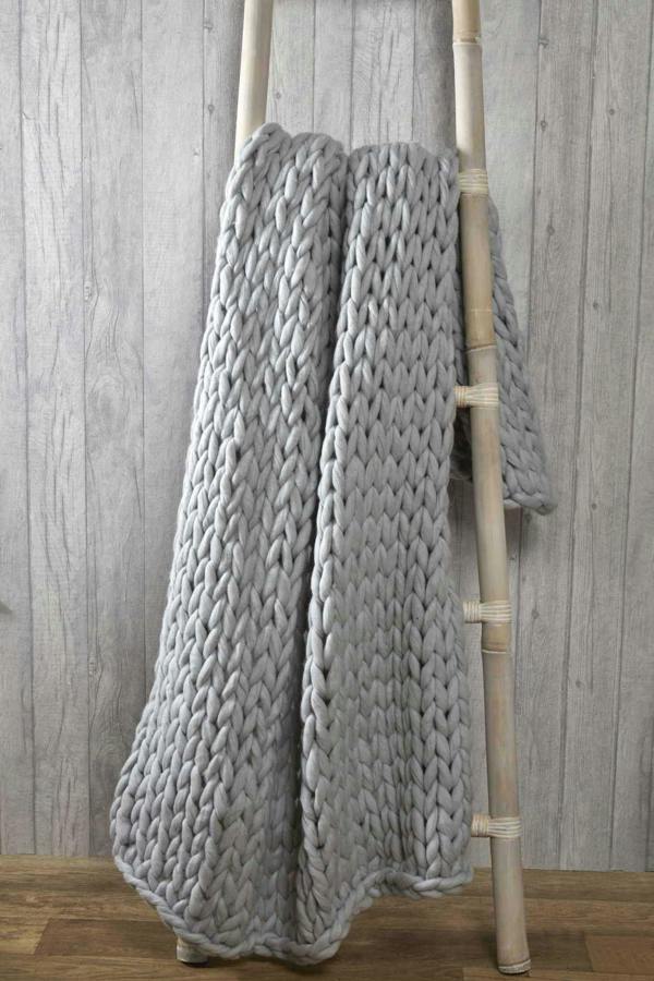 Cable Knitted Grey Throw 120 x 150cm