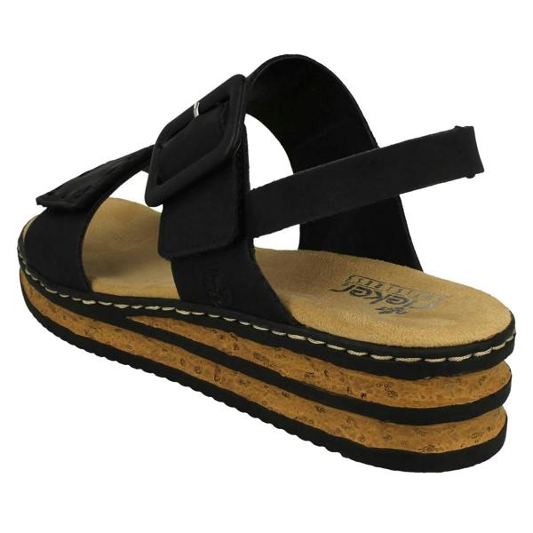 Rieker Ladies Rieker Buckle Detailed Adjustable Wedge Heeled Sandals 62950