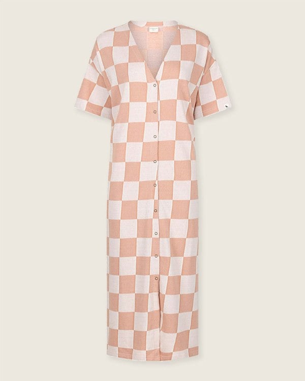Eden Orange Bold Check Print Midi Dress- image 2