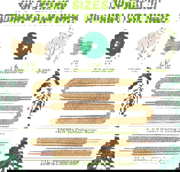 deAO Toys 4 Pack Monstera Climbing Support, 2 Pack 60cm & 2 Pack 120cm Planting Stick Coconut Plant Support