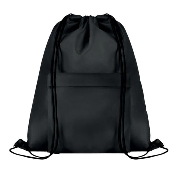 MidOcean Pocket Shoop Polyester Drawstring Bag - Black - 