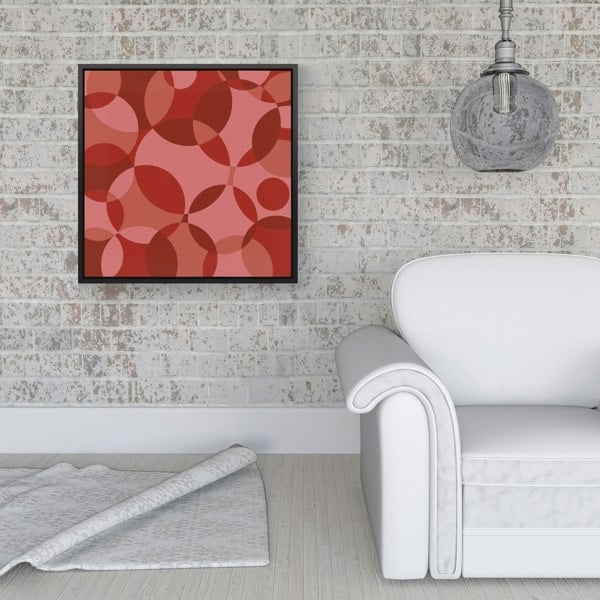 Warren Reed Red Circle Pattern Framed Canvas