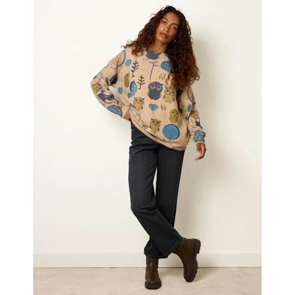 Blue Vanilla Owl & Woodland Tree Print Jumper