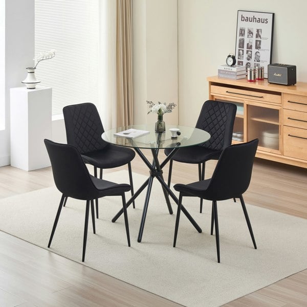 Indoor Living New York Dining Table with 4 Amelia Velvet Chairs