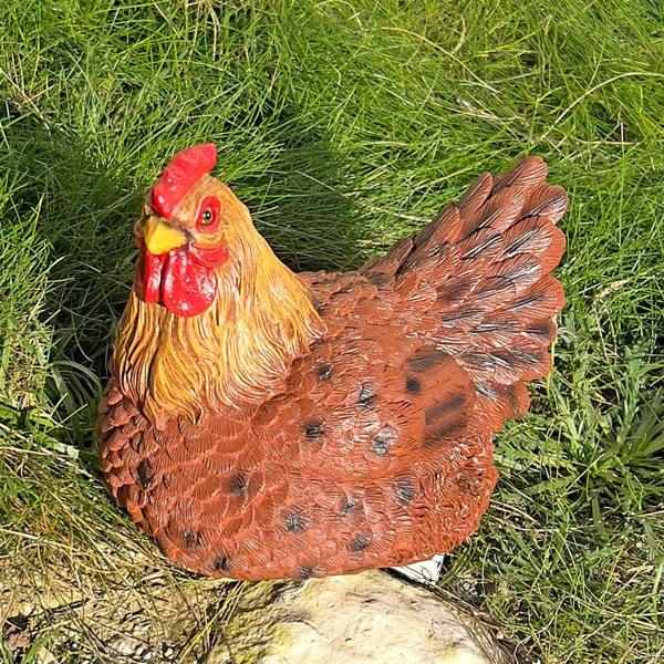 Farmwood Large Sitting Brown Chicken Garden Animal Ornament