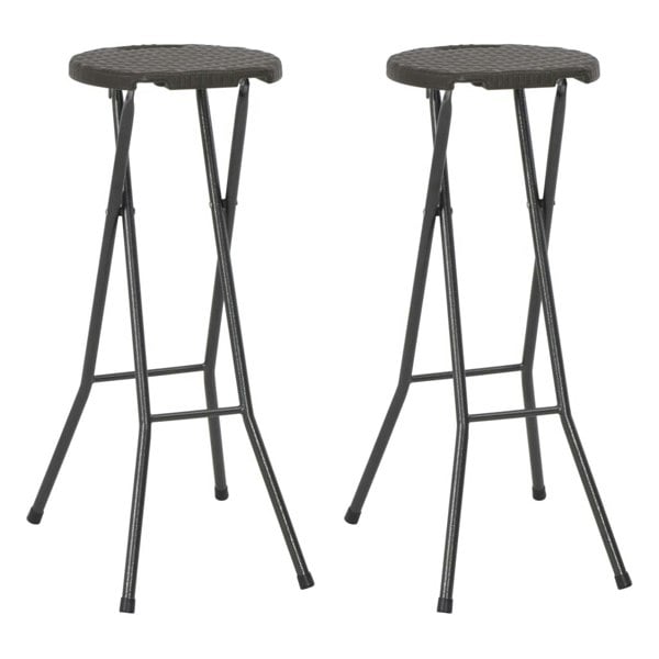 Berkfield Folding Bar Stools 2 pcs HDPE and Steel Brown Rattan Look