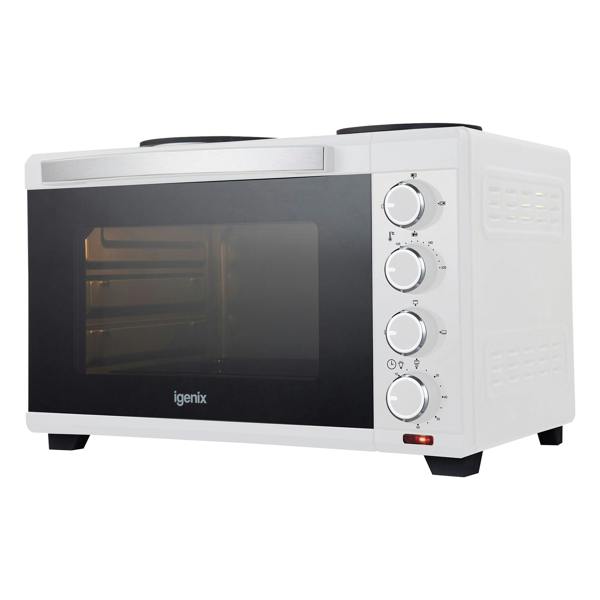 igenix 30L Mini Oven With Hotplates, White