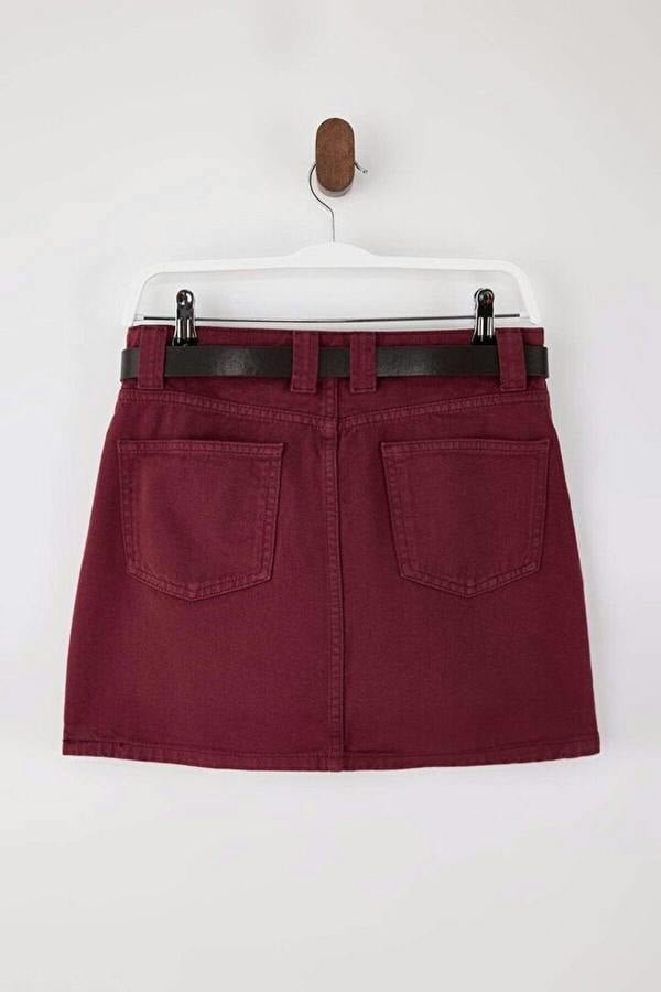 WOVCOR Belted Mini Denim Skirt