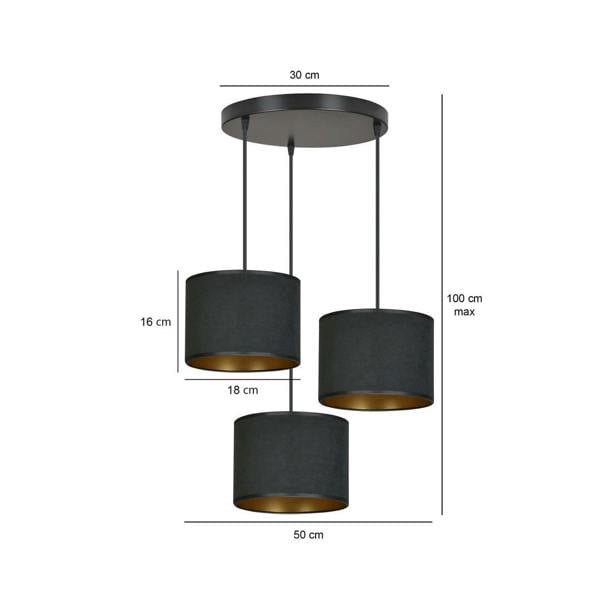 Emibig HILDE Pendant lamp 3 x E27 Black with Black Shade