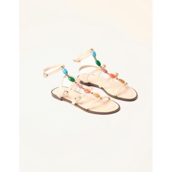 Blue Vanilla Beaded Gladiator Flat Sandals