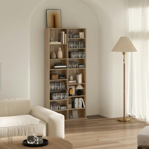 Wyld Haus Karave Wood Natural Finish Tall Media Storage Tower With 640 Disc Capacity