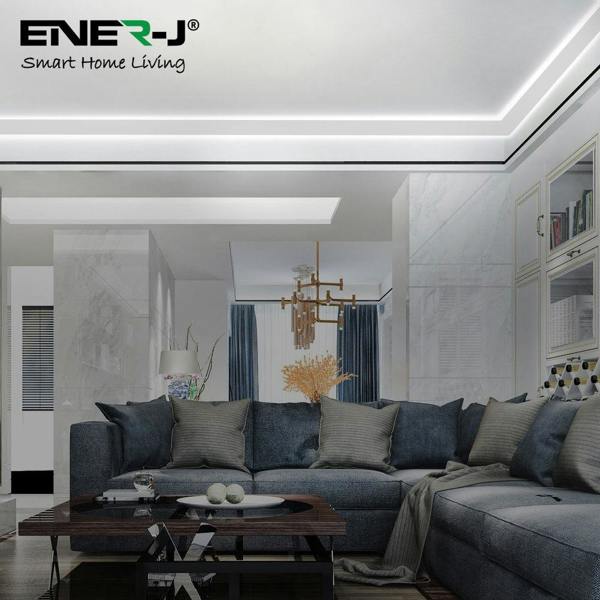 Ener-J 2m Gypsum LED Cove Light 45 Degreesâ Corner Aluminum Profile, White Finish