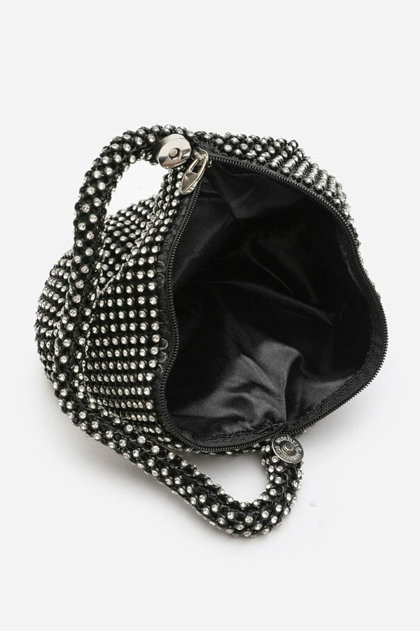 Where's That From Cascabel Mini Chainmail Pouch Bag in Black