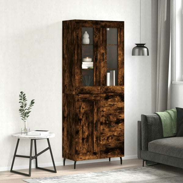 Berkfield Highboard Smoked Oak 69.5x34x180 cm Engineered Wood