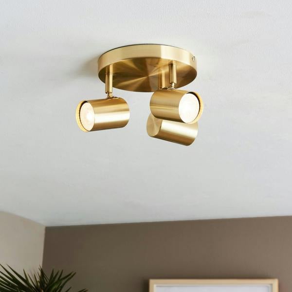 Pagazzi Lighting Hereford 3 Light Satin Gold Ceiling Spotlight