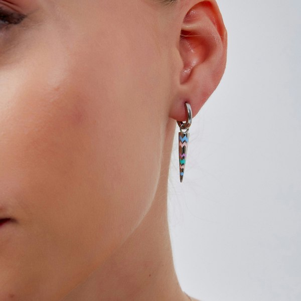 Spero London Rainbow Spike Sterling Silver Drop Hoop Earrings