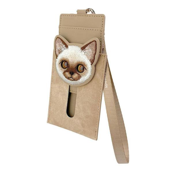 Nimmy Friends Nimmy Big Eye Cute Pet Siamese Cat Face Card Sleeve Holder Brown - N-XDY-KT-026