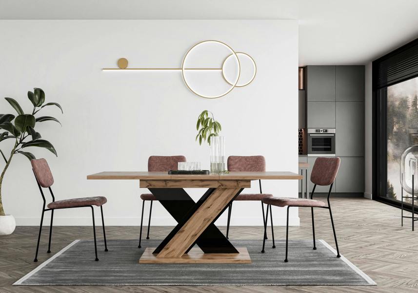 TOXX Extendable Dining Table 140–180cm – Wotan Oak & Black Gloss