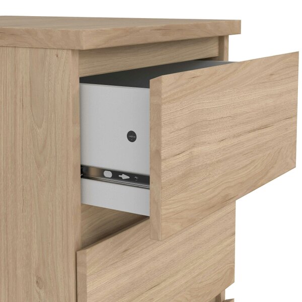 Wyld Haus Budapest Natural Oak Effect Wooden Bedside Table 3 Drawers