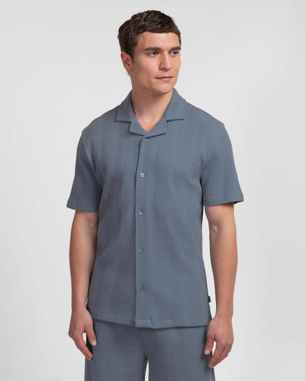 Steel & Jelly Charlton - Stripe Jacquard Waffle Short Sleeve Shirt