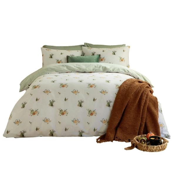 Wylder Reversible Brushed Cotton Pumpkin Duvet Cover Set - White