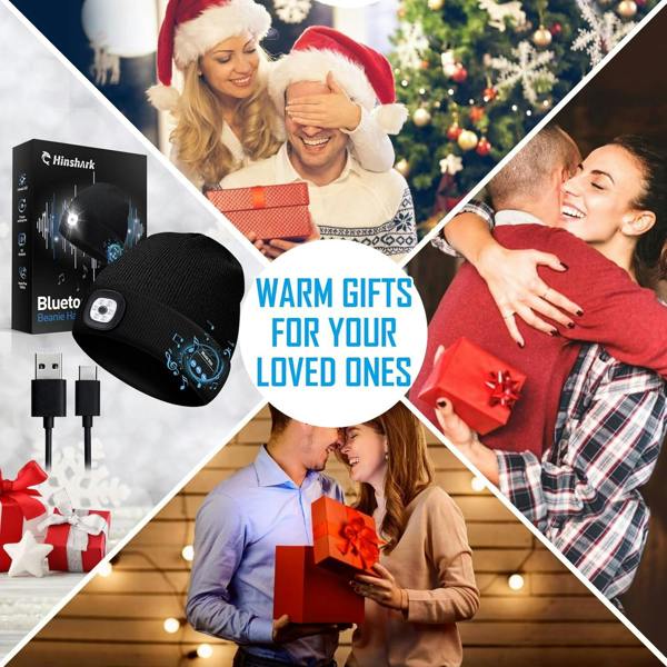 Dyzi Bluetooth Beanie Rechargeable Torch Black Men's Stylish Headphones Hat