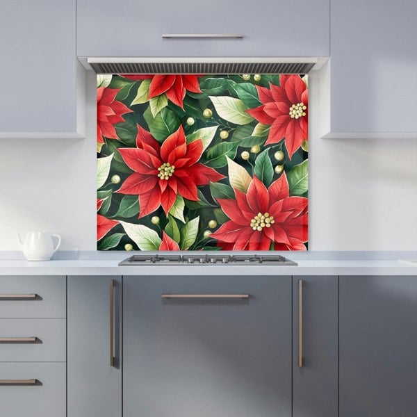 Warren Reed - Designer Poinsetta Watercolour Kitchen Splashback