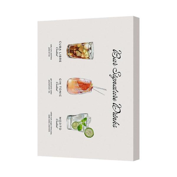 Benjamin Tate Design Contemporary Cocktail Canvas Wall Art Print Handmade In UK
