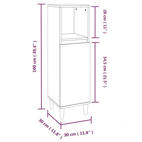 Berkfield Bathroom Cabinet Grey Sonoma 30x30x100 cm Engineered Wood