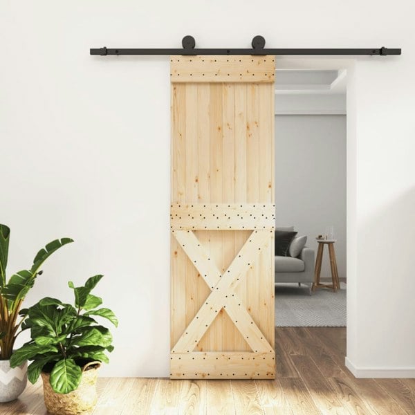 Berkfield Sliding Door with Hardware Set 70x210 cm Solid Wood Pine