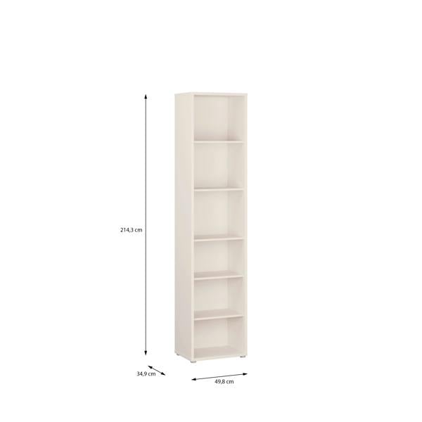 Furniture To Go Alice Springs Tall Narrow Bookcase with 5 Shelves in Soft Neutral