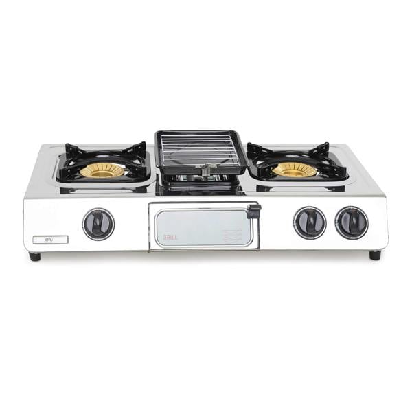 Outdoor Camping Three-burner gas stove on a white background