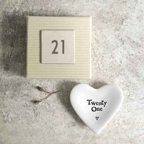 21st Birthday Porcelain Heart Trinket Dish – Twenty One