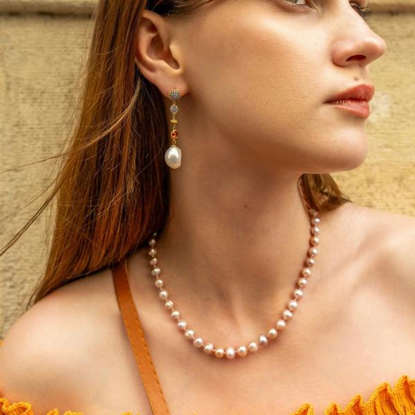 Spero London Chunky Baroque Pearl Drop Sterling Silver Earring
