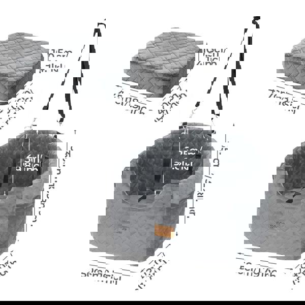 Skylos Dog Booster Car Seat Safe Puppy Travel Carrier Bed Bag Basket Pet Grey